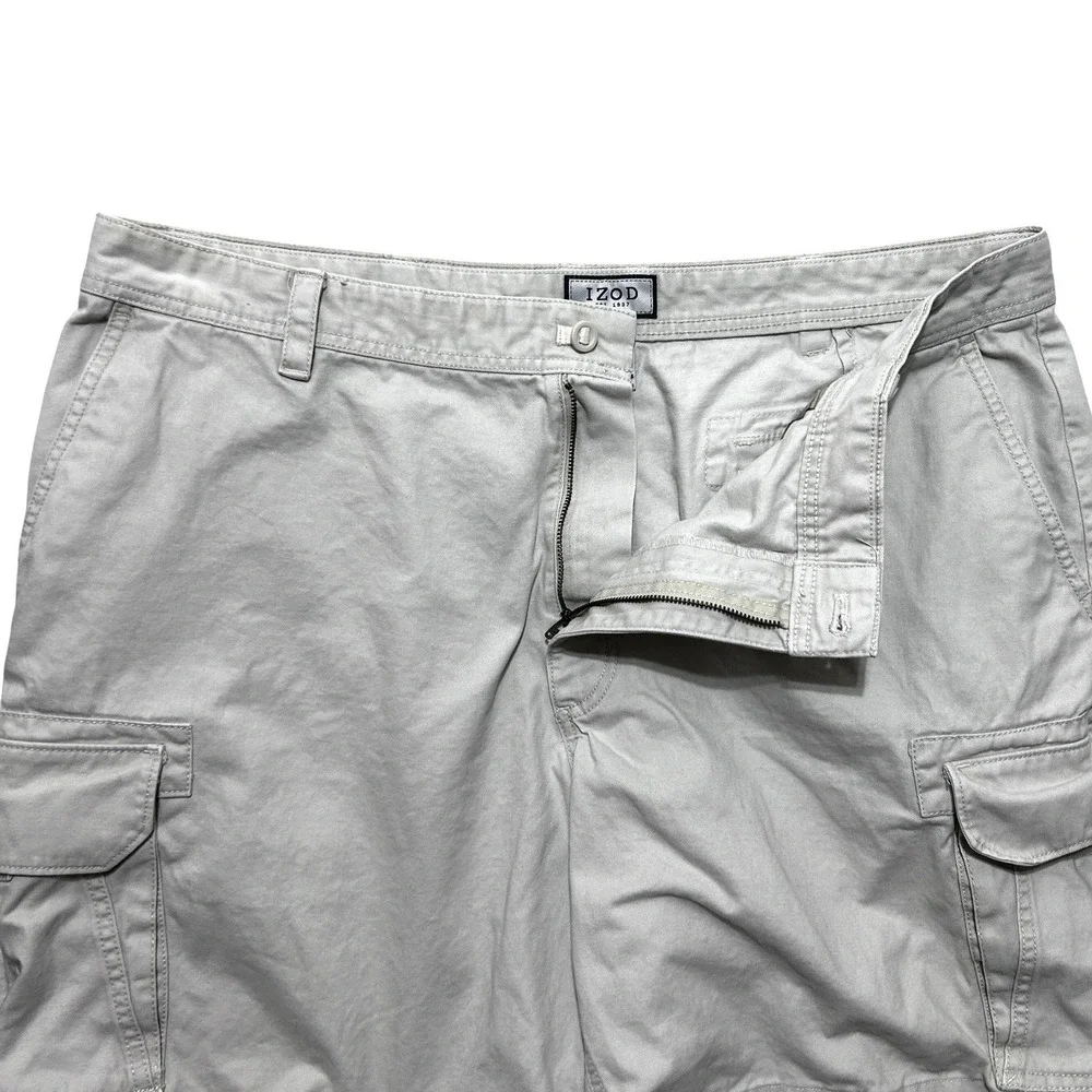 Izod Mens‎ Cargo Shorts 42 Beige Cotton Utility Hiking Outdoor Workwear